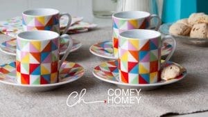 Modern Geometric Designs Philippine Cups and Saucers Prices and Description